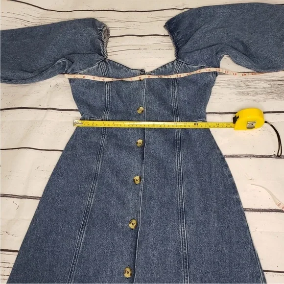 Denim Blue Button-Down Midi Dress - Picture 5 of 8